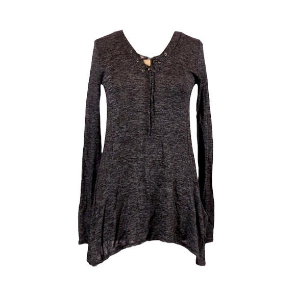 MAURICES SMALL GRAY DRESS WITH LACE UP DETAIL - Picture 1 of 4